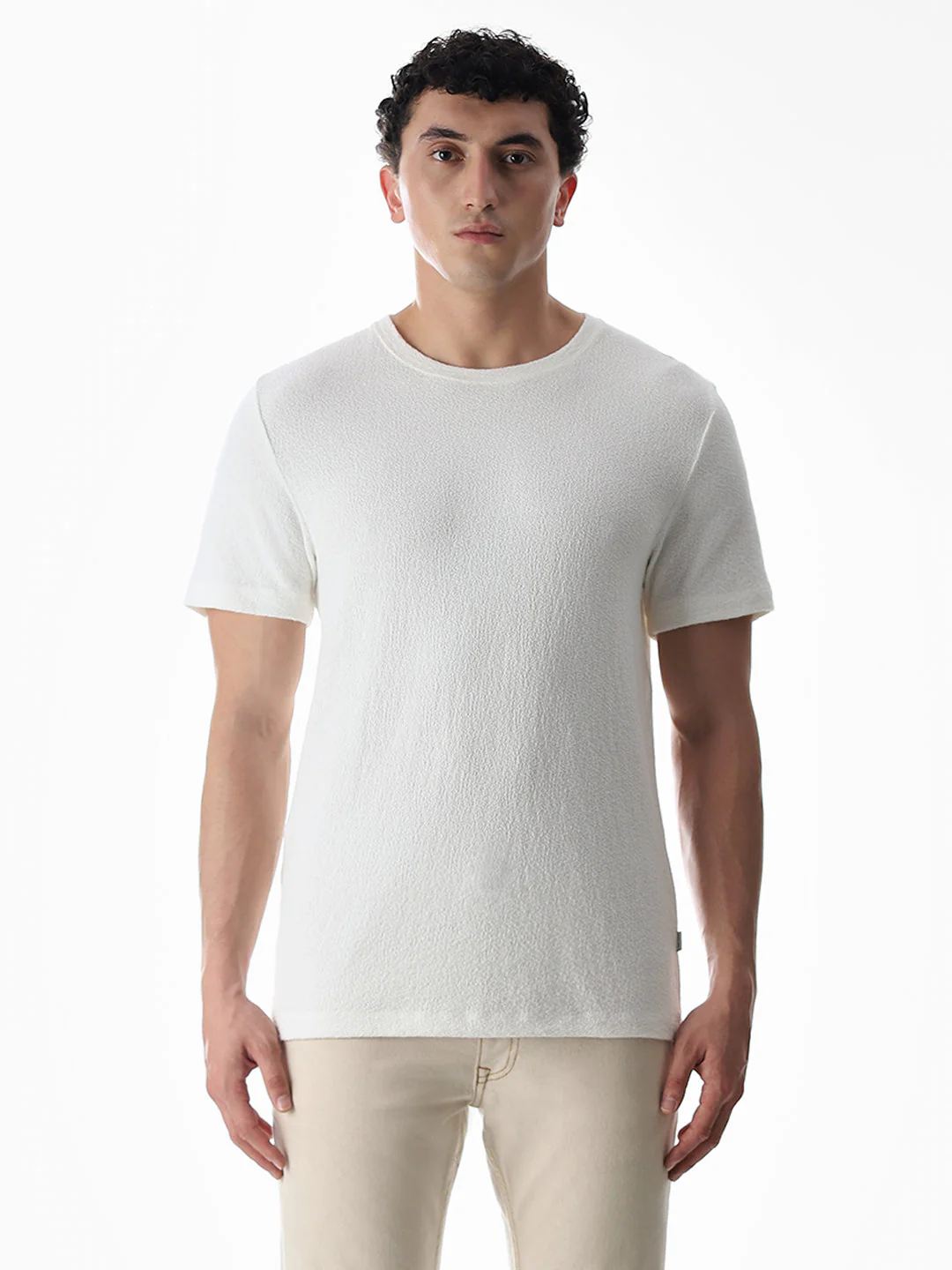 White Cotton Crew Neck T-shirt - Image 8