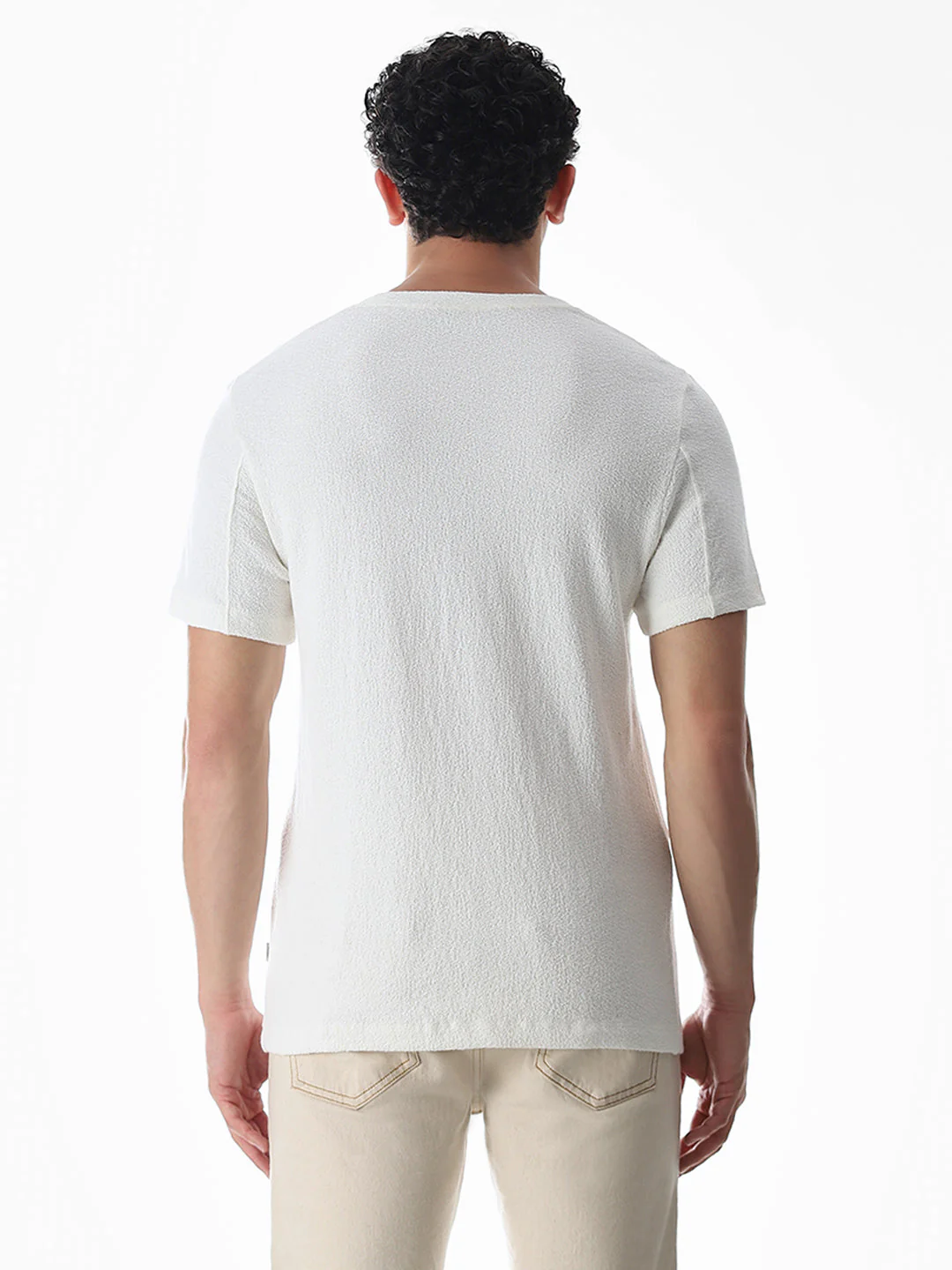 White Cotton Crew Neck T-shirt - Image 9