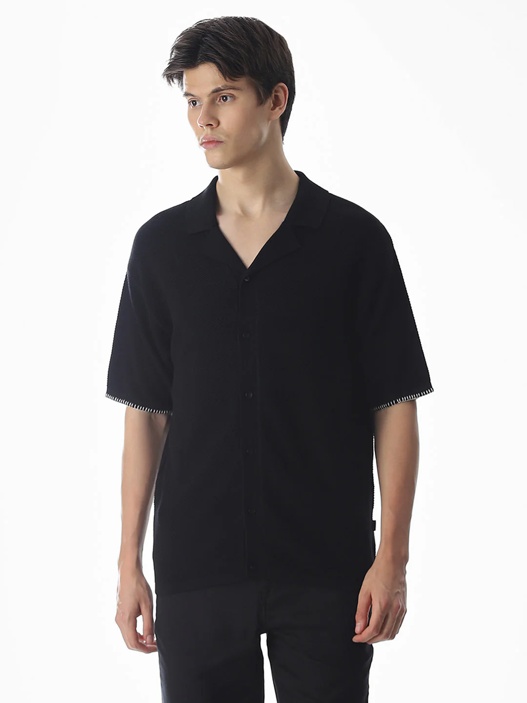 Black Embroidered Knitted Polo - Image 2