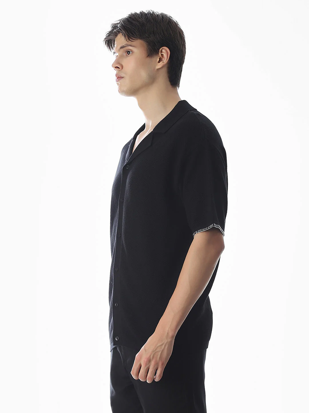 Black Embroidered Knitted Polo - Image 3