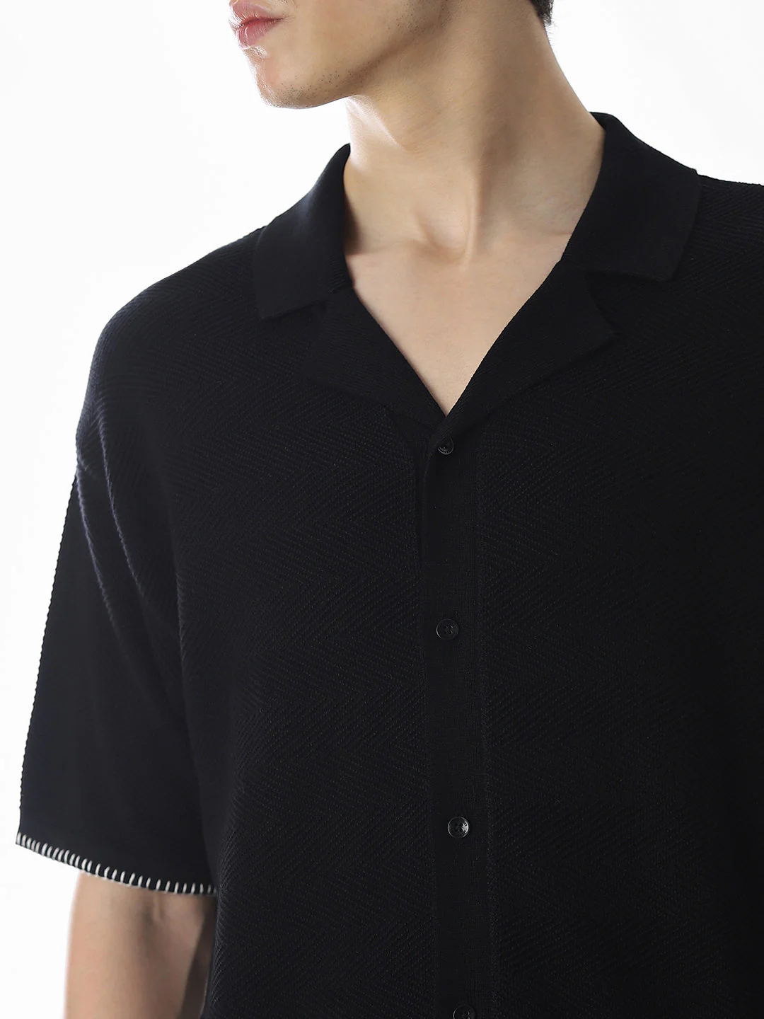 Black Embroidered Knitted Polo - Image 5