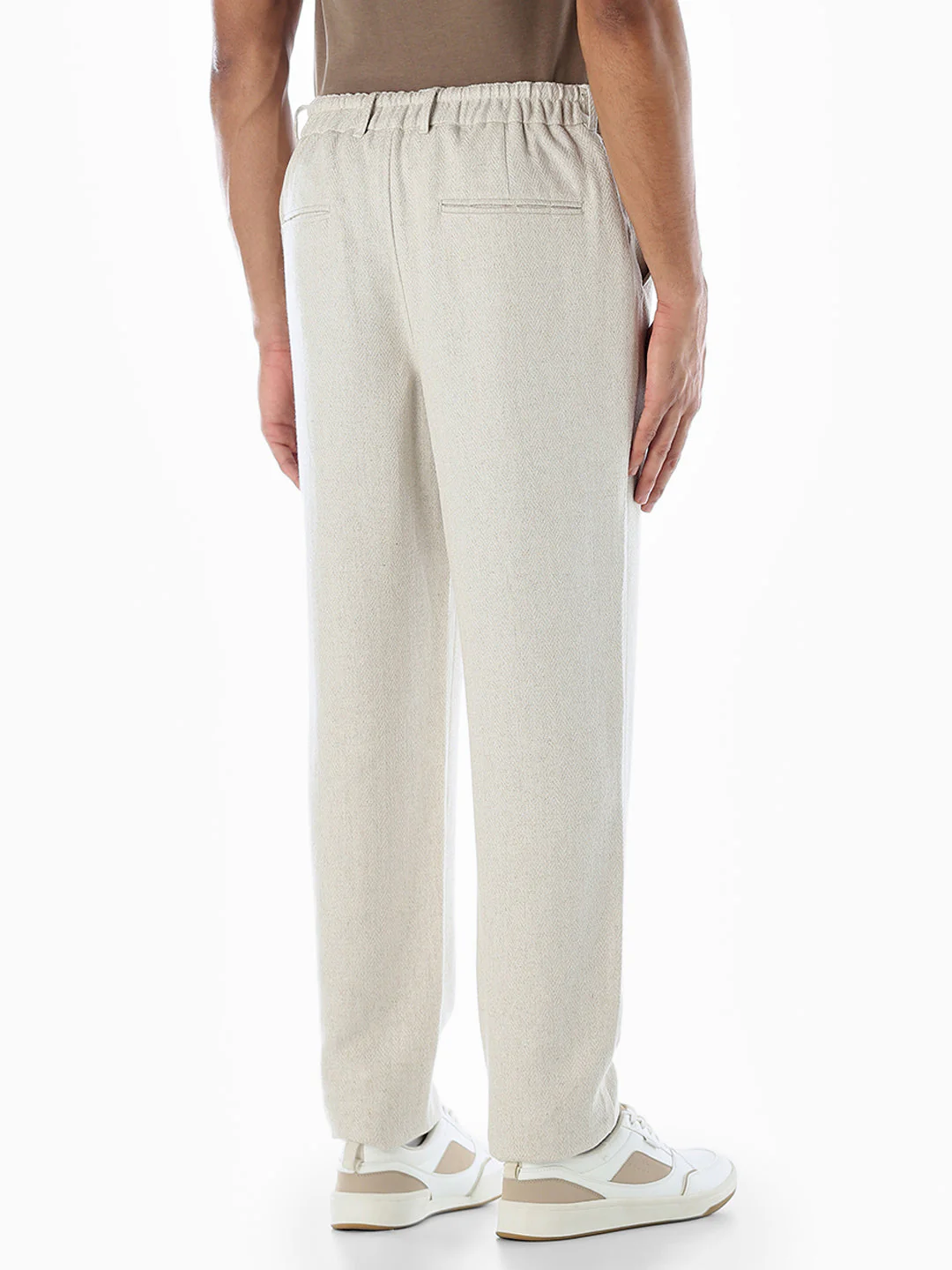 Beige Linen Blend Casual Pants - Image 4
