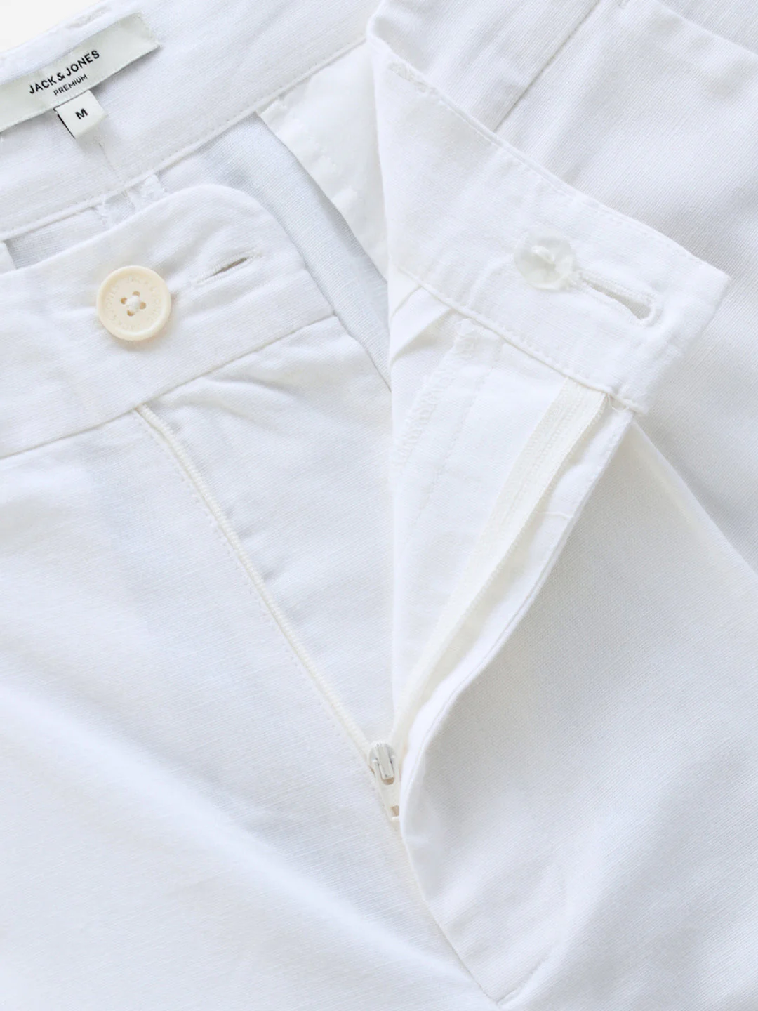 White Cotton-Flax Loose Fit Pants - Image 6