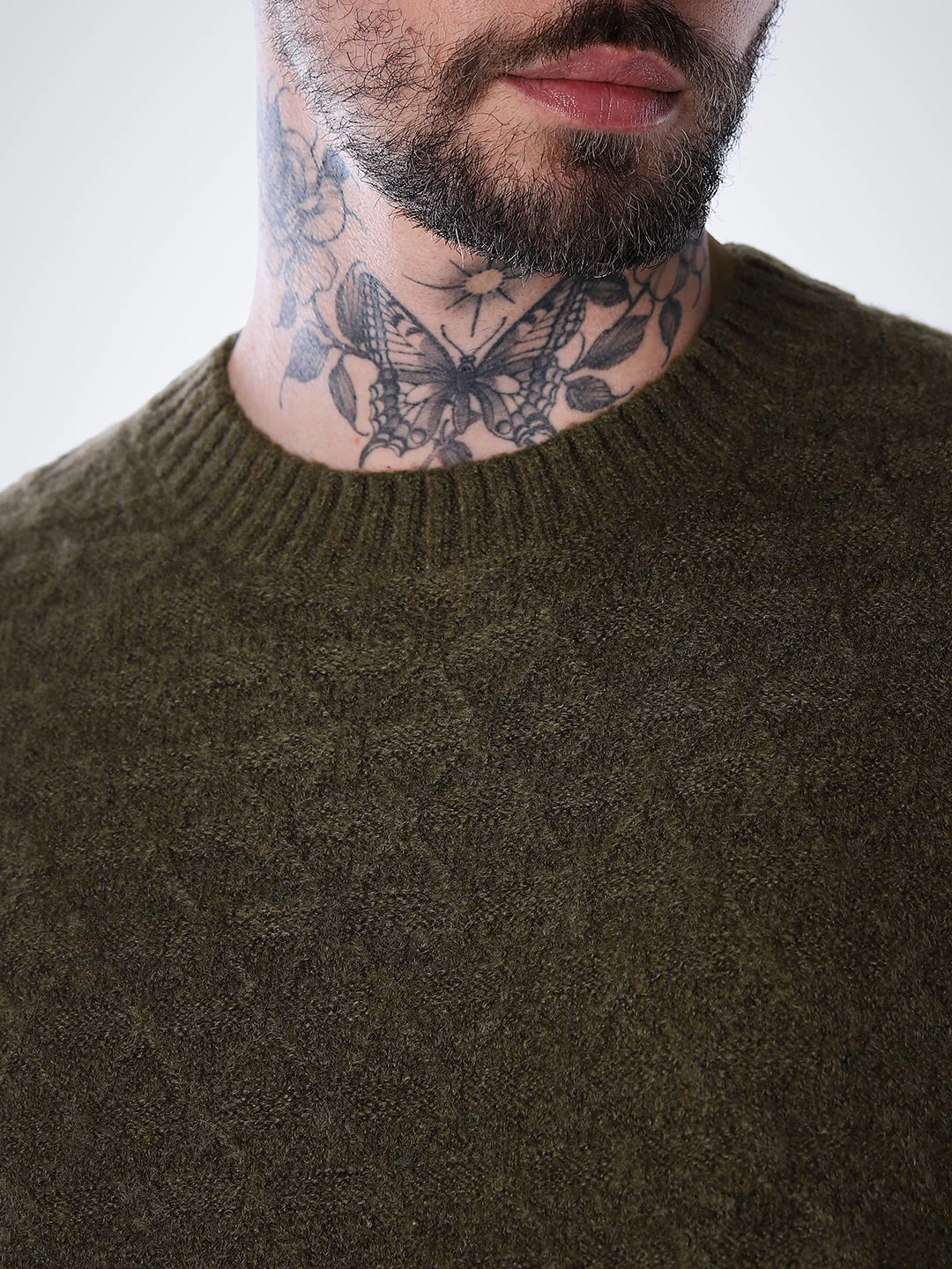 Structured Crew Neck Pullover - Green - Image 4