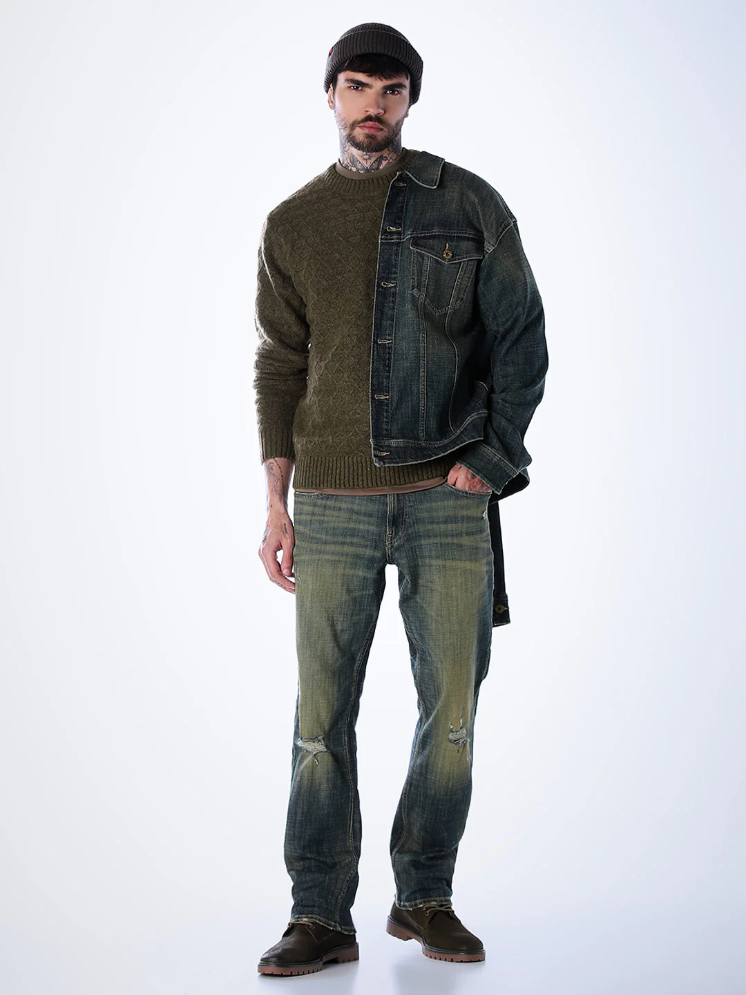 Structured Crew Neck Pullover - Green - Image 6