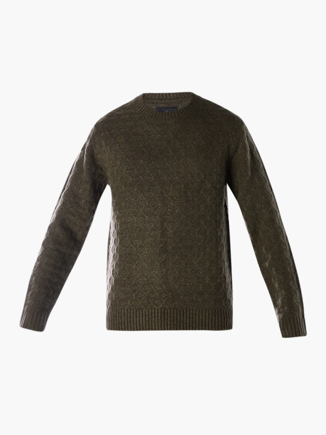 Structured Crew Neck Pullover - Green - Image 7