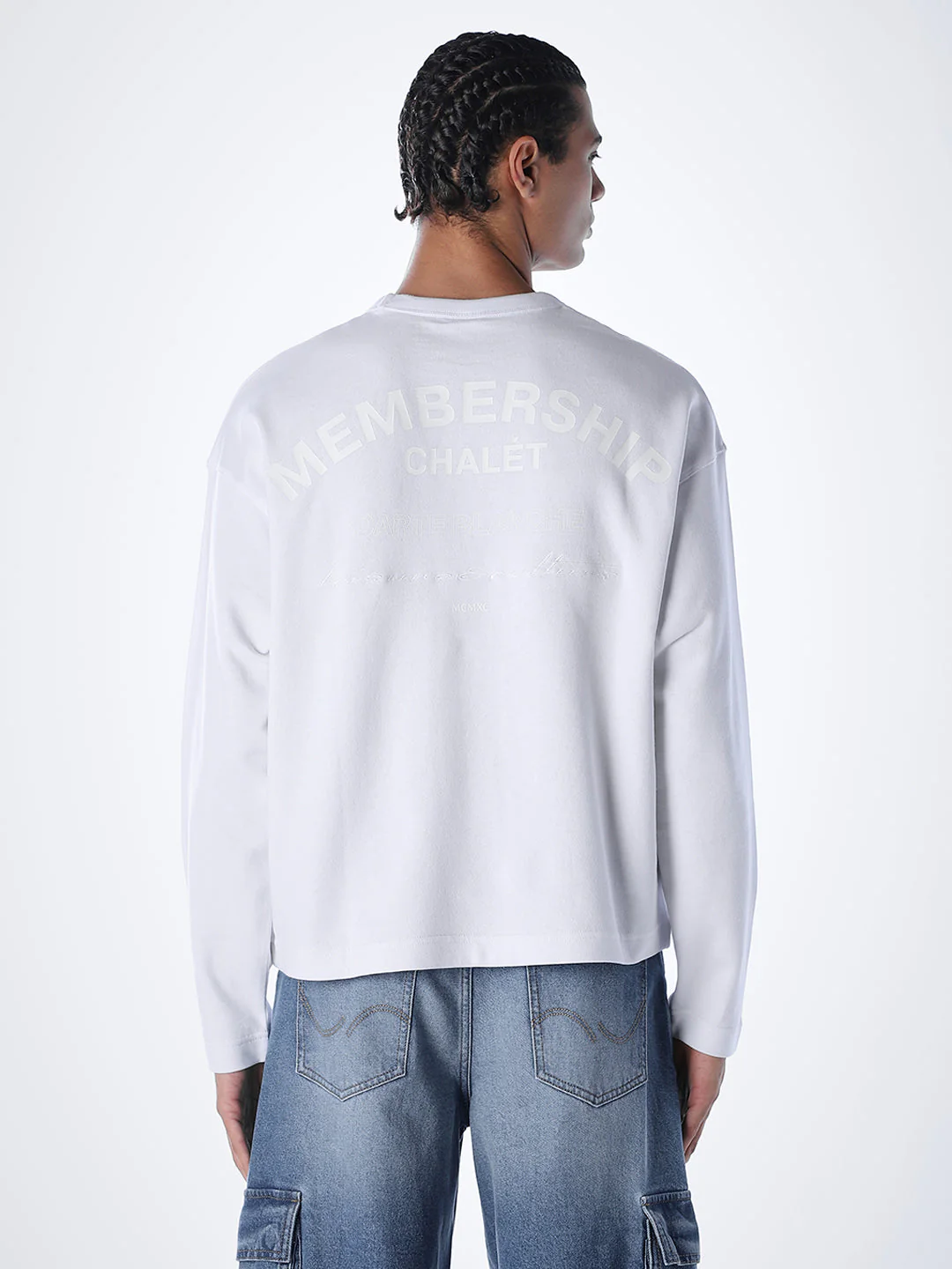 Crew Neck Cotton Sweatshirt - White - Image 4