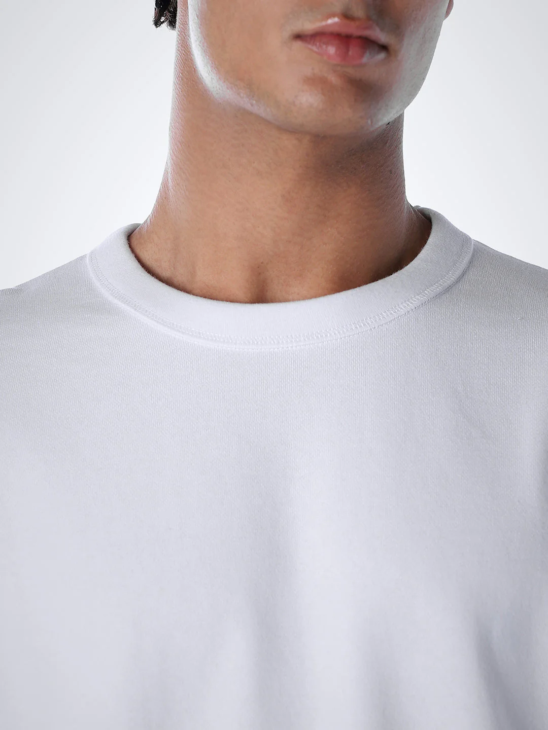 Crew Neck Cotton Sweatshirt - White - Image 5