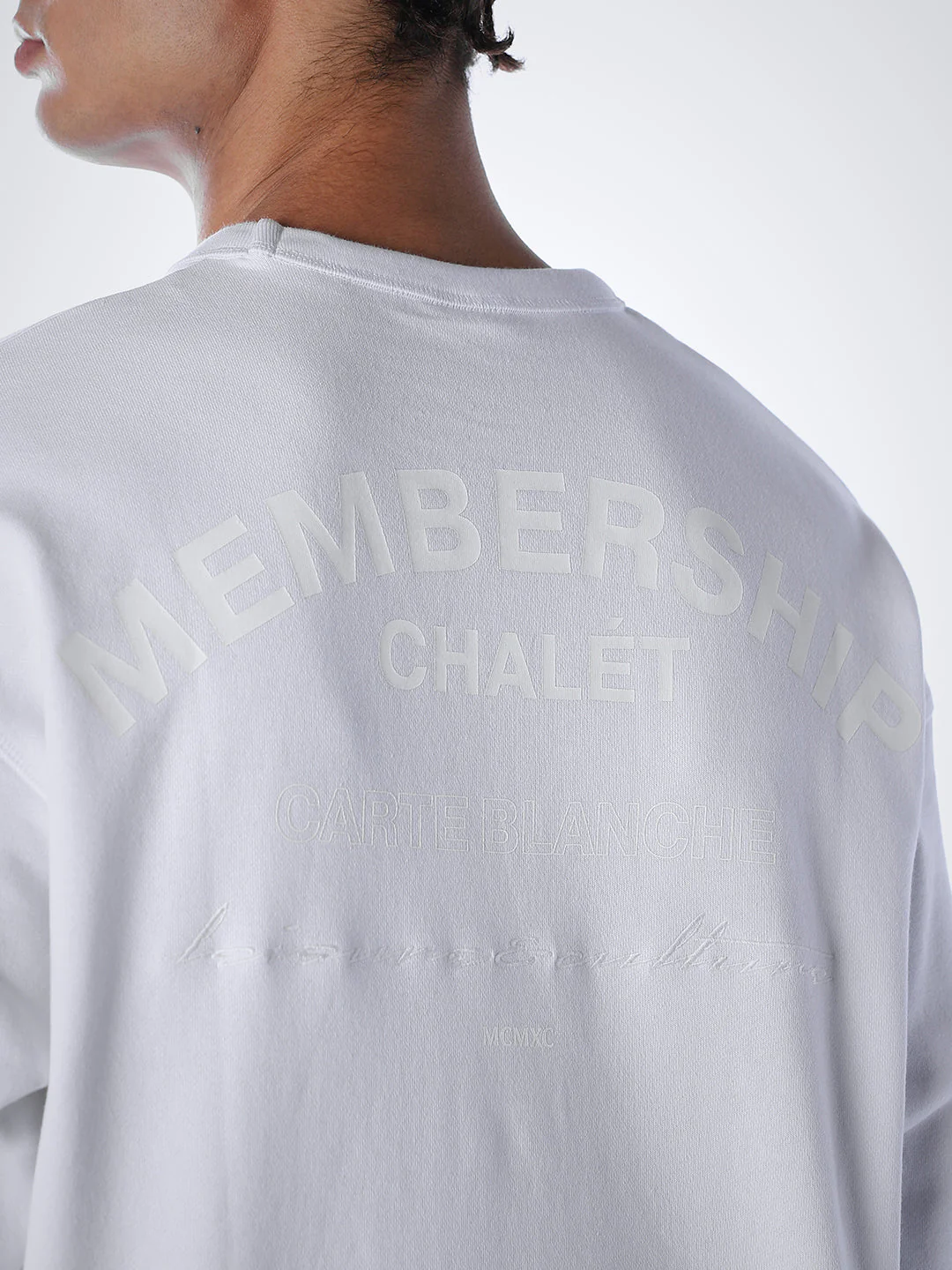 Crew Neck Cotton Sweatshirt - White - Image 6