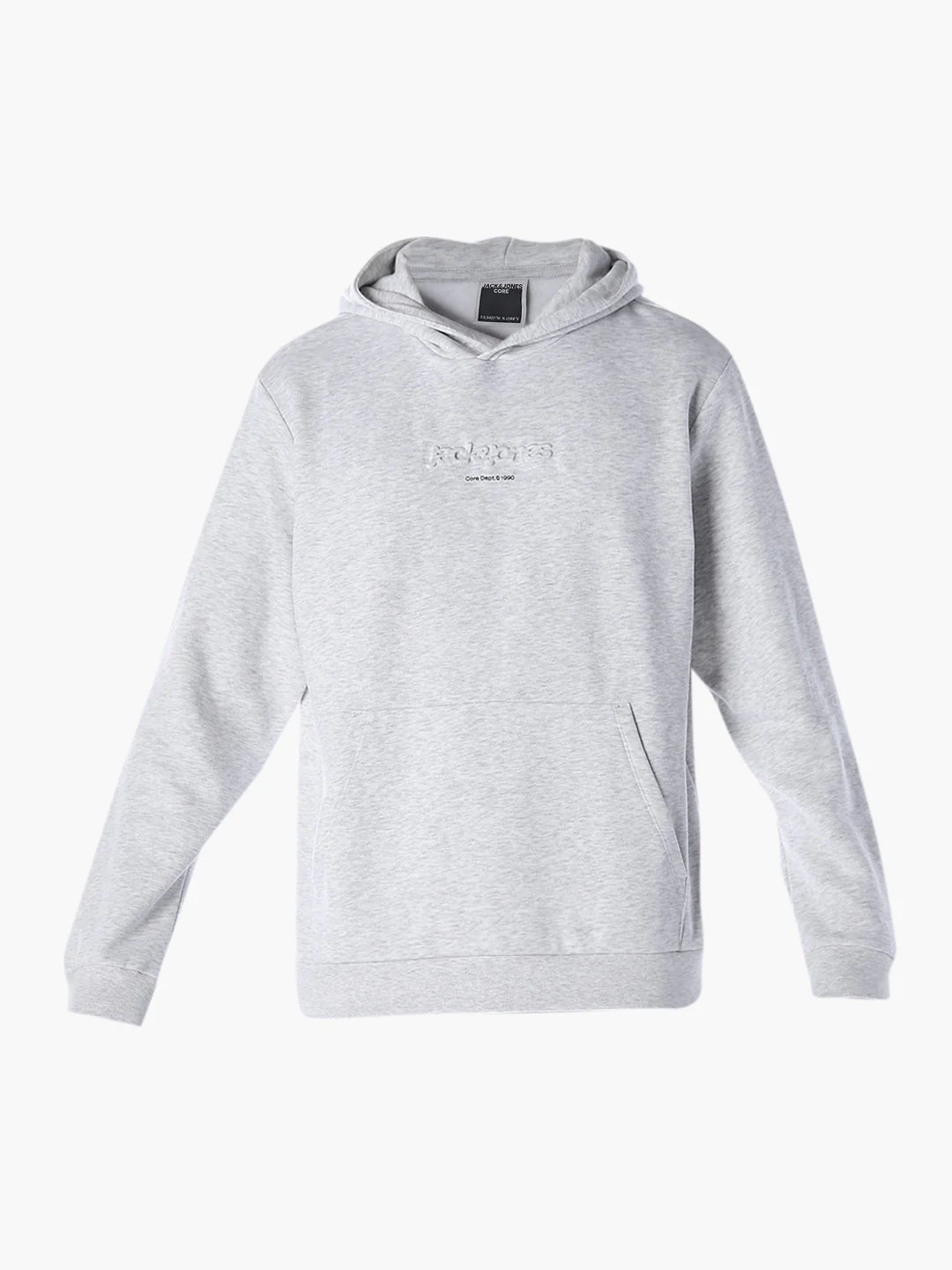 Embossed Text Hoodie - White Mélange - Image 7