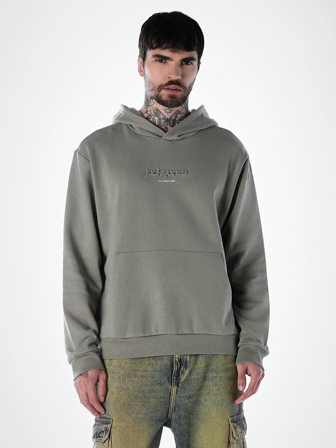 Embossed Text Hoodie - Green - Image 2