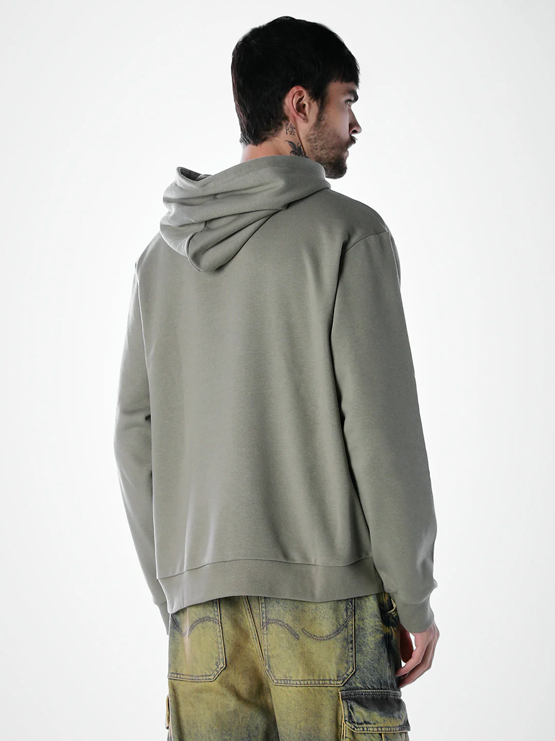 Embossed Text Hoodie - Green - Image 4