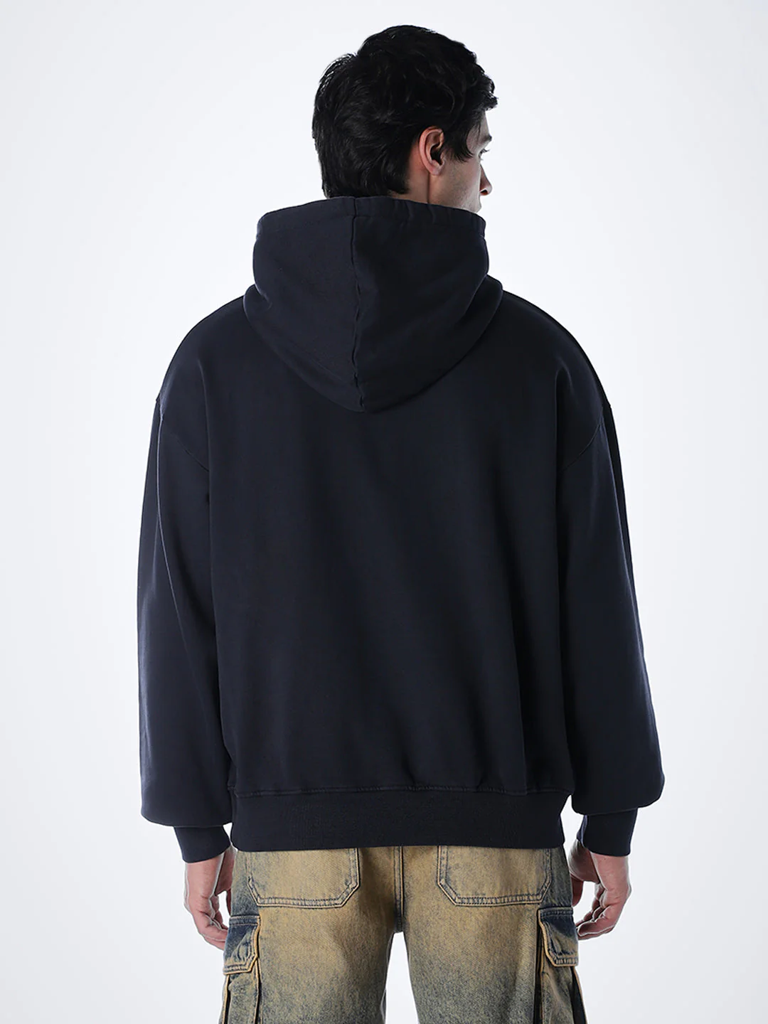 Printed Slim Fit Hoodie - Blue - Image 4