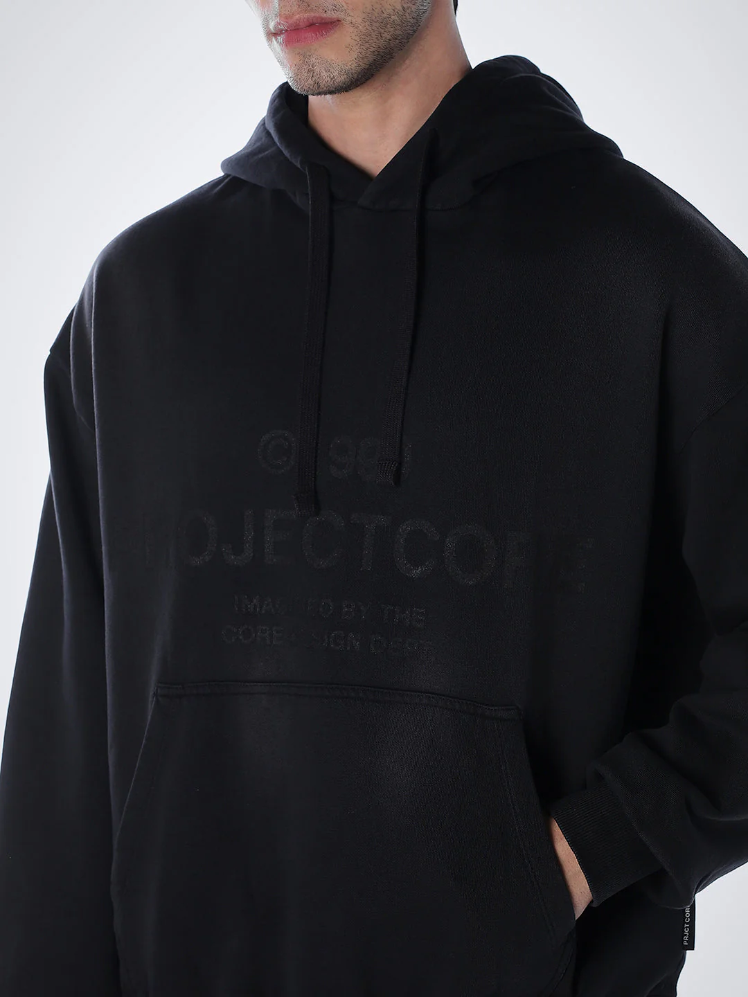 Printed Slim Fit Hoodie - Black - Image 5