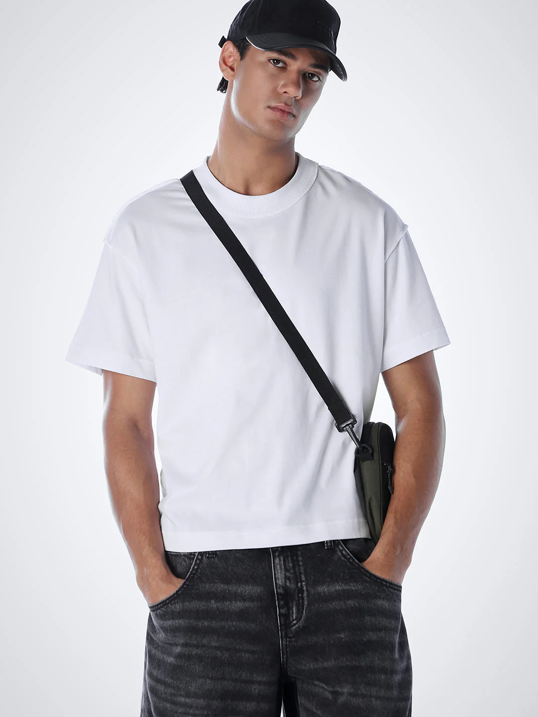 Acid Wash Cotton T-shirt - White