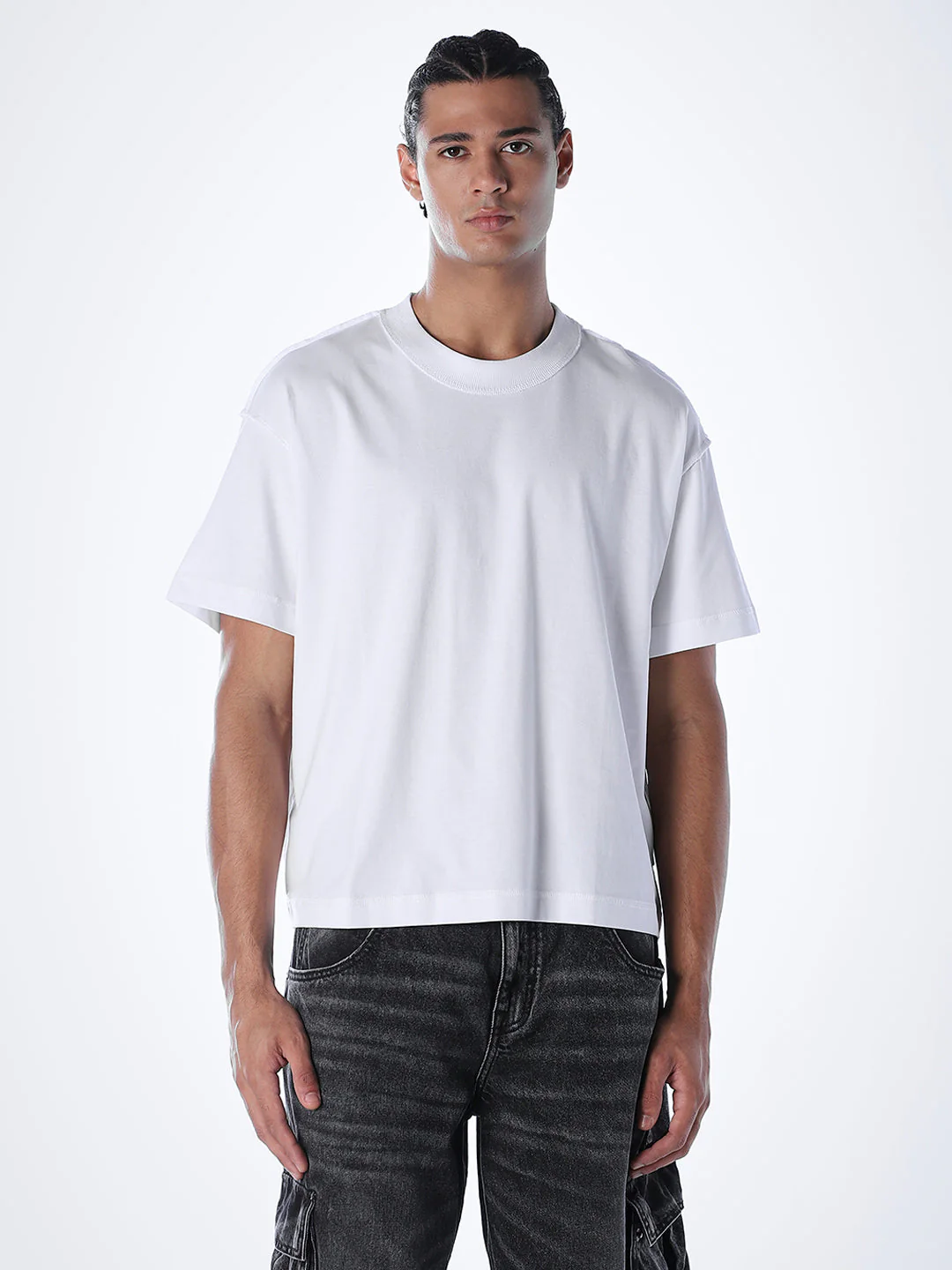 Acid Wash Cotton T-shirt - White - Image 2