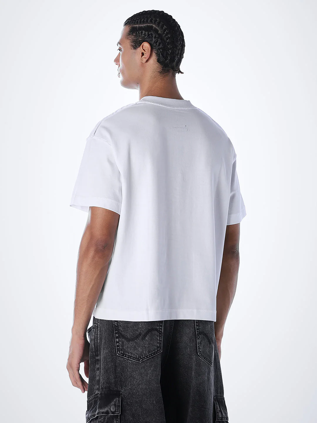 Acid Wash Cotton T-shirt - White - Image 4
