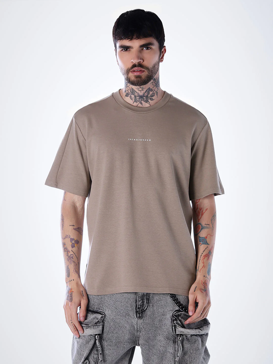 Back Print Oversized T-shirt - Brown - Image 2