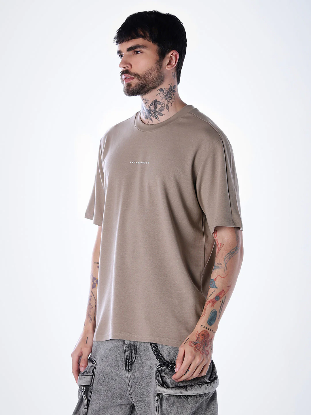 Back Print Oversized T-shirt - Brown - Image 3