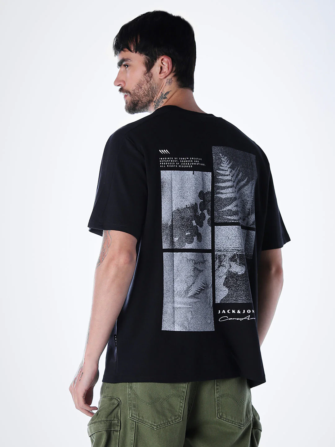 Back Print Oversized T-shirt - Black - Image 4