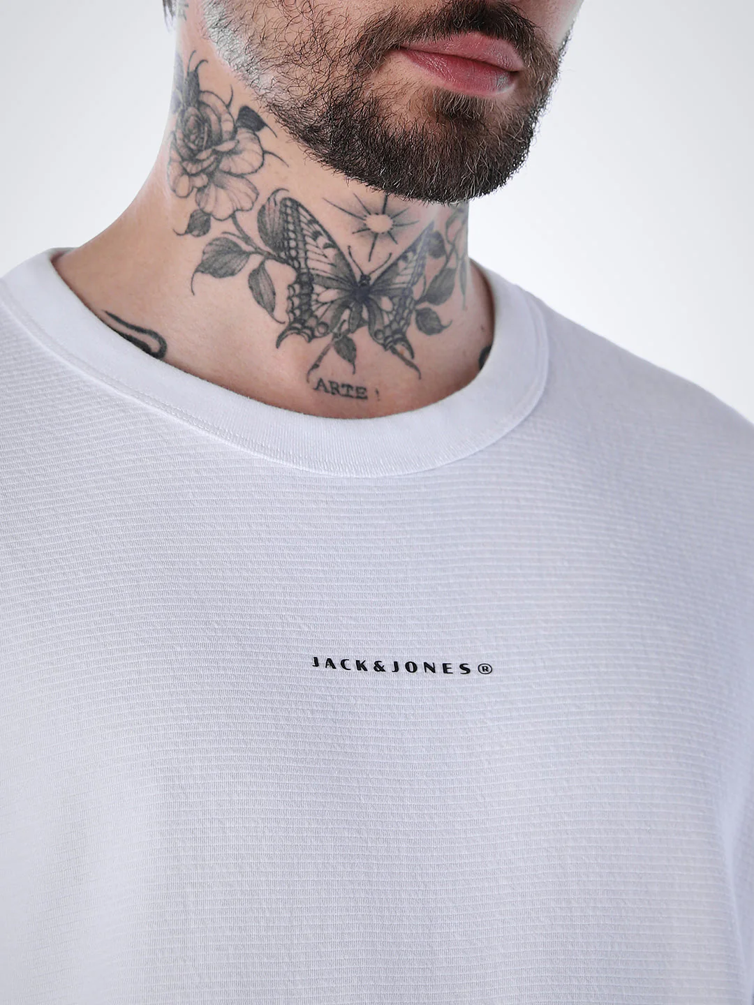 Structured Crew Neck Oversized T-shirt - White - Image 5