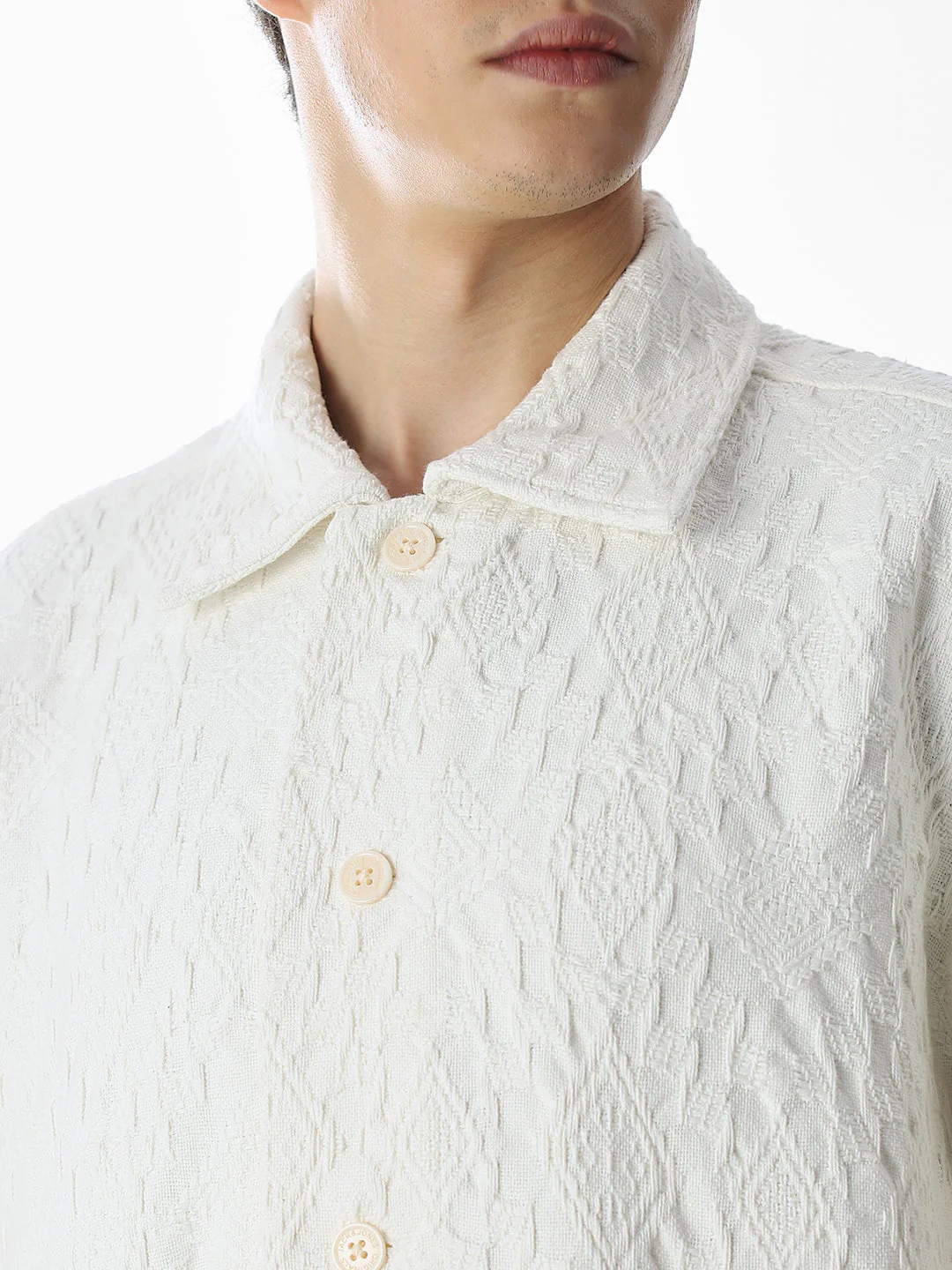 White Jacquard Overshirt - Image 5