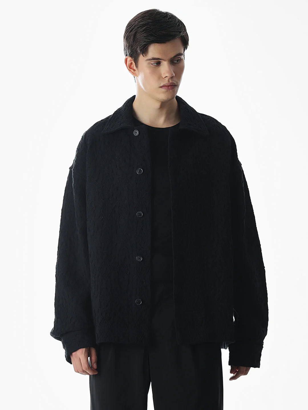 Black Jacquard Overshirt - Image 2