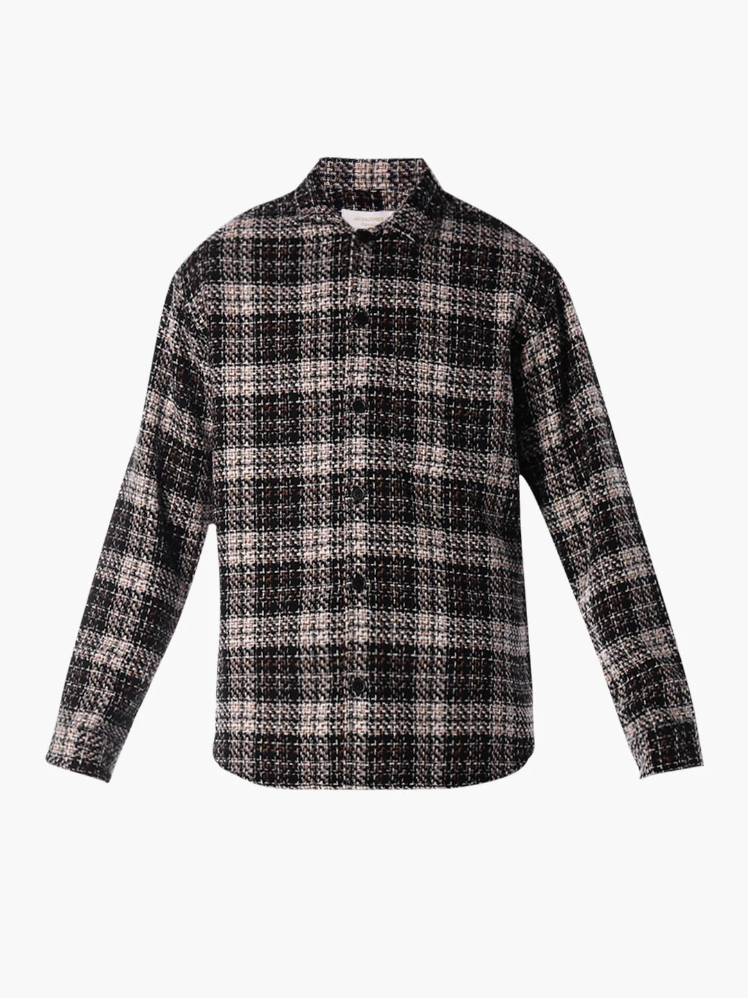 Thread Check Print Overshirt - Black - Image 7