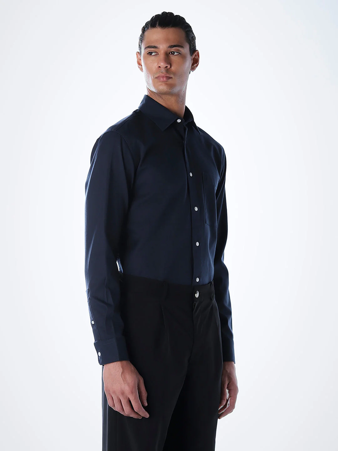 Lyocell Slim Fit Shirt - Blue - Image 3