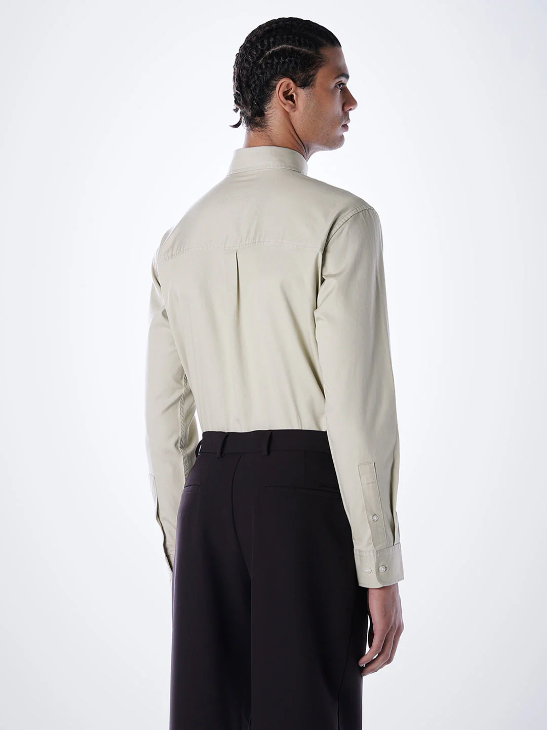 Lyocell Slim Fit Shirt - Beige - Image 4