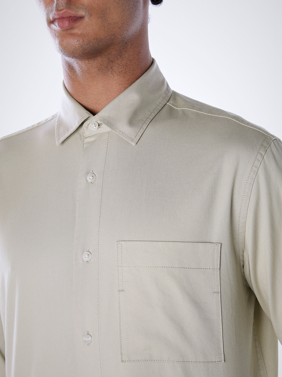 Lyocell Slim Fit Shirt - Beige - Image 5