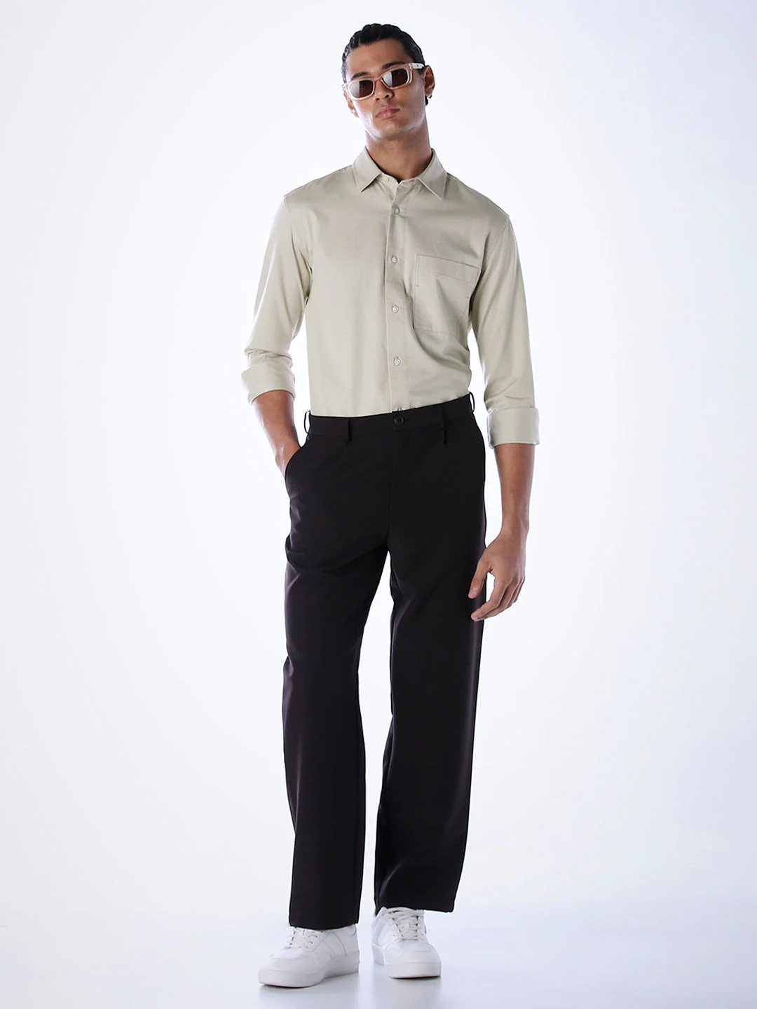 Lyocell Slim Fit Shirt - Beige - Image 6