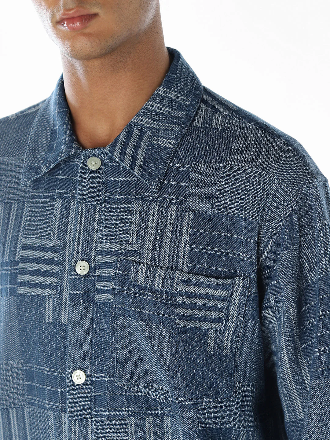 Patchwork Cotton Slim Fit Shirt - Image 5