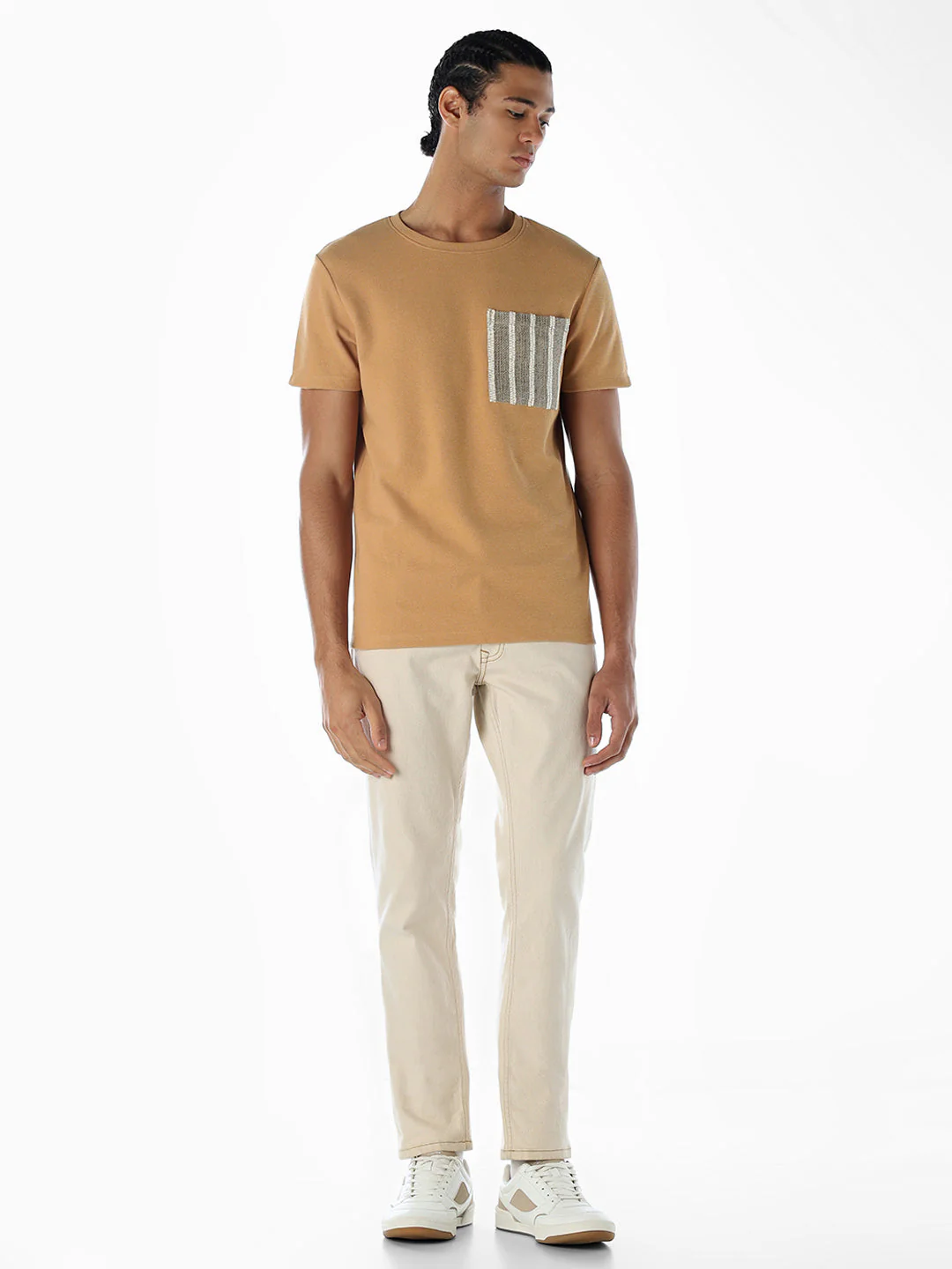 Embroidered Pocket Crew Neck T-shirt - Image 6