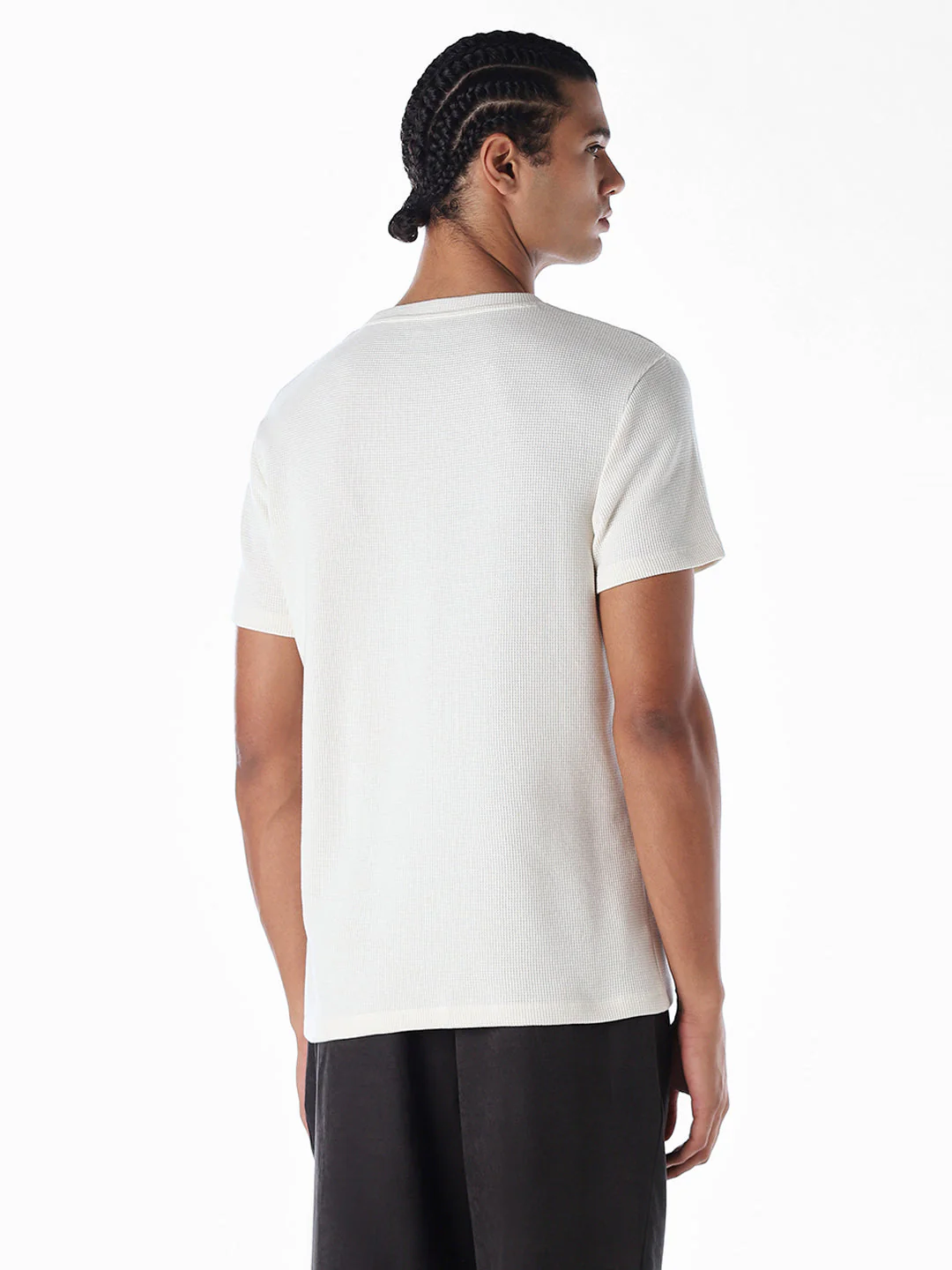 White Embroidered Cotton T-shirt - Image 4