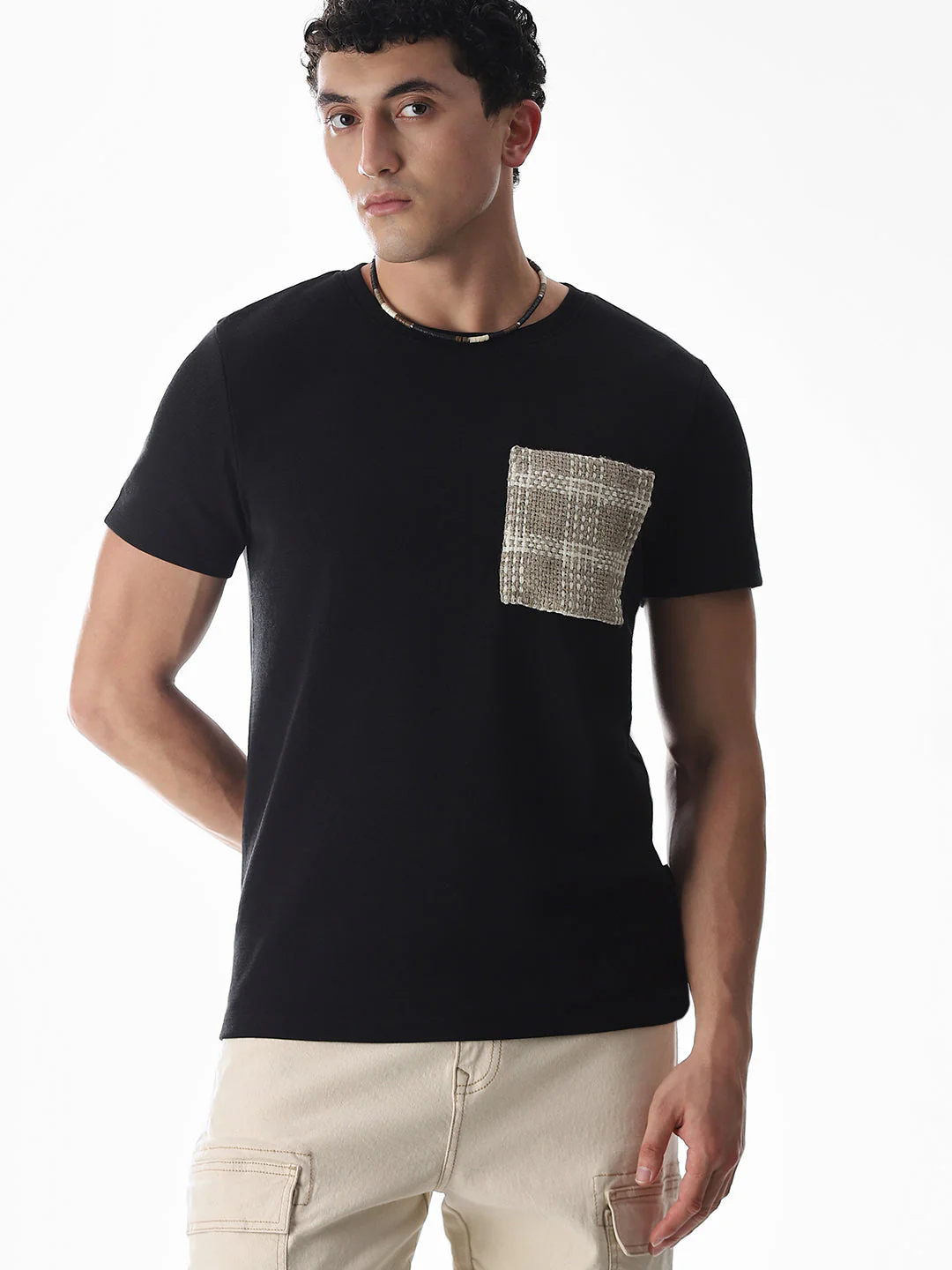 Black Embroidered Pocket T-shirt