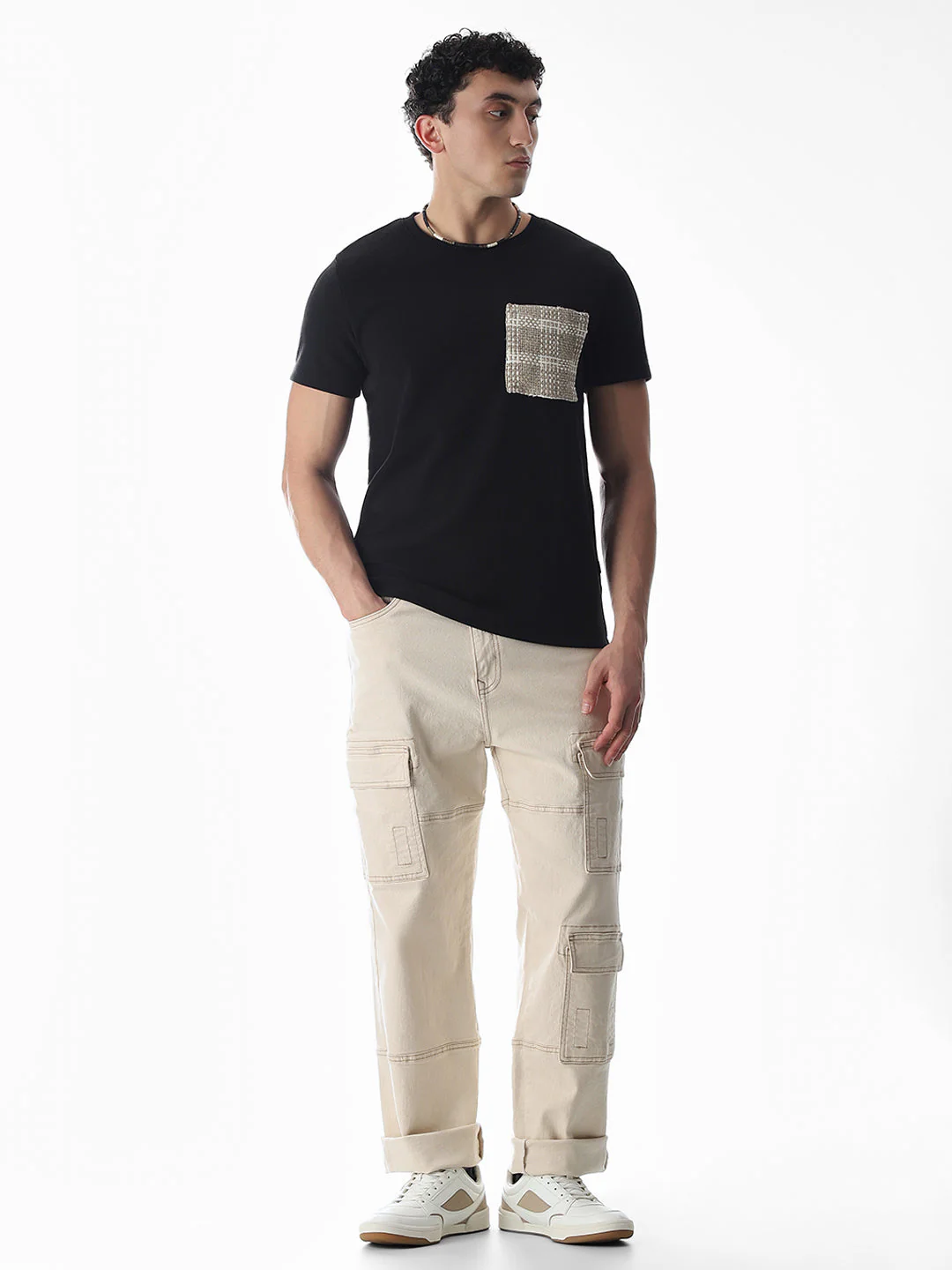 Black Embroidered Pocket T-shirt - Image 6
