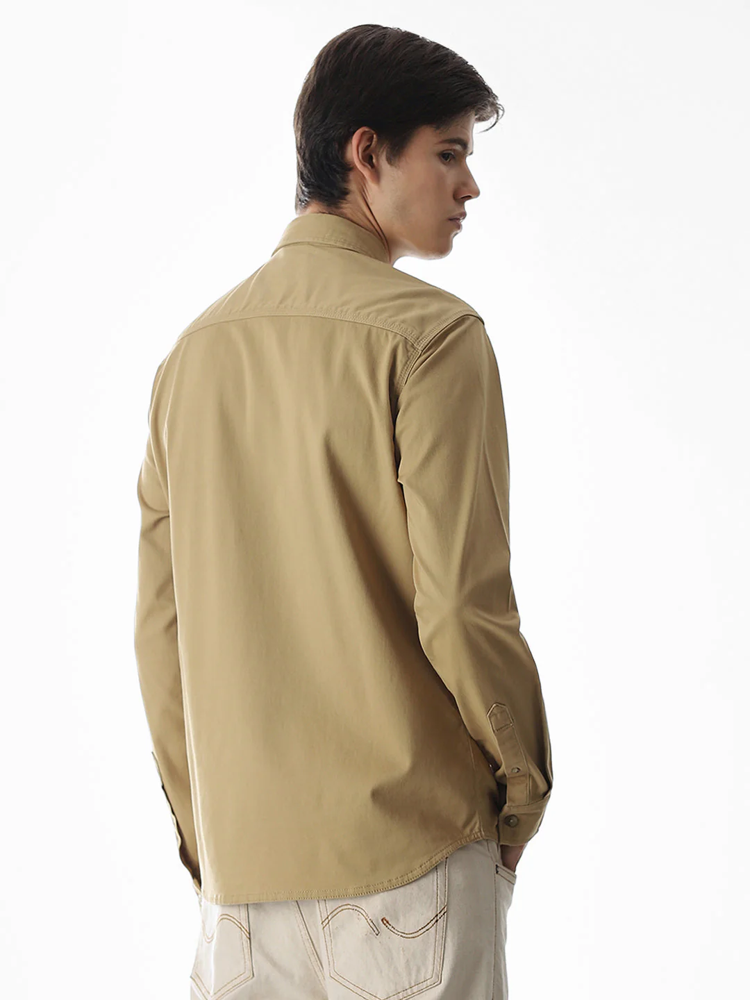 Brown Cotton Regular Fit Shirt - Image 4