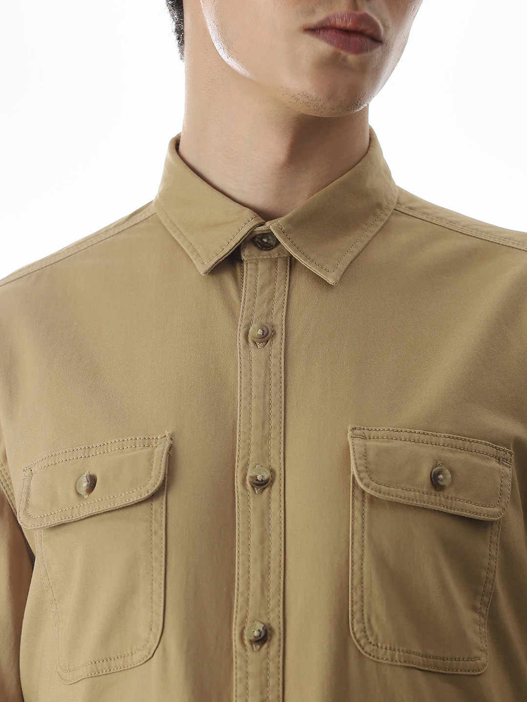 Brown Cotton Regular Fit Shirt - Image 5