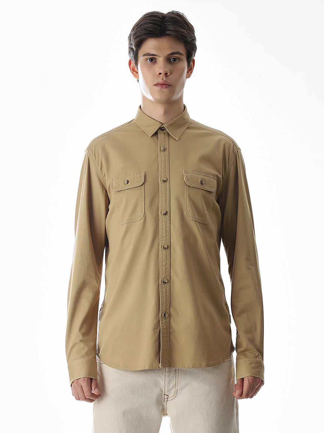 Brown Cotton Regular Fit Shirt - Image 8