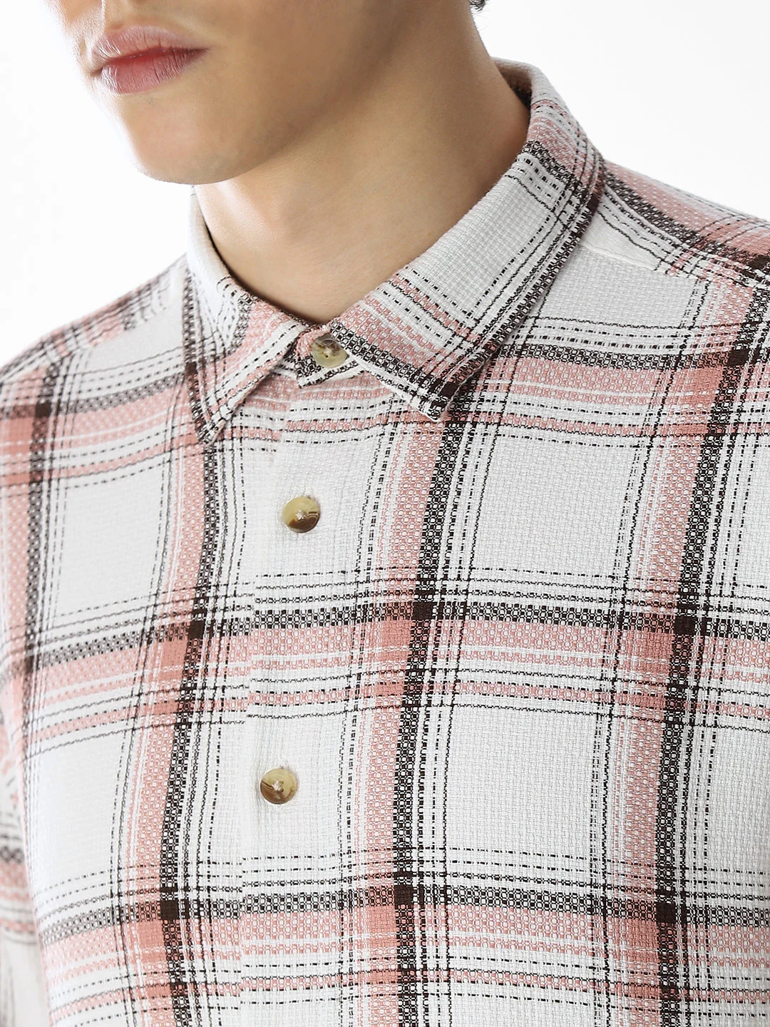 Beige Check Cotton Shirt - Image 5