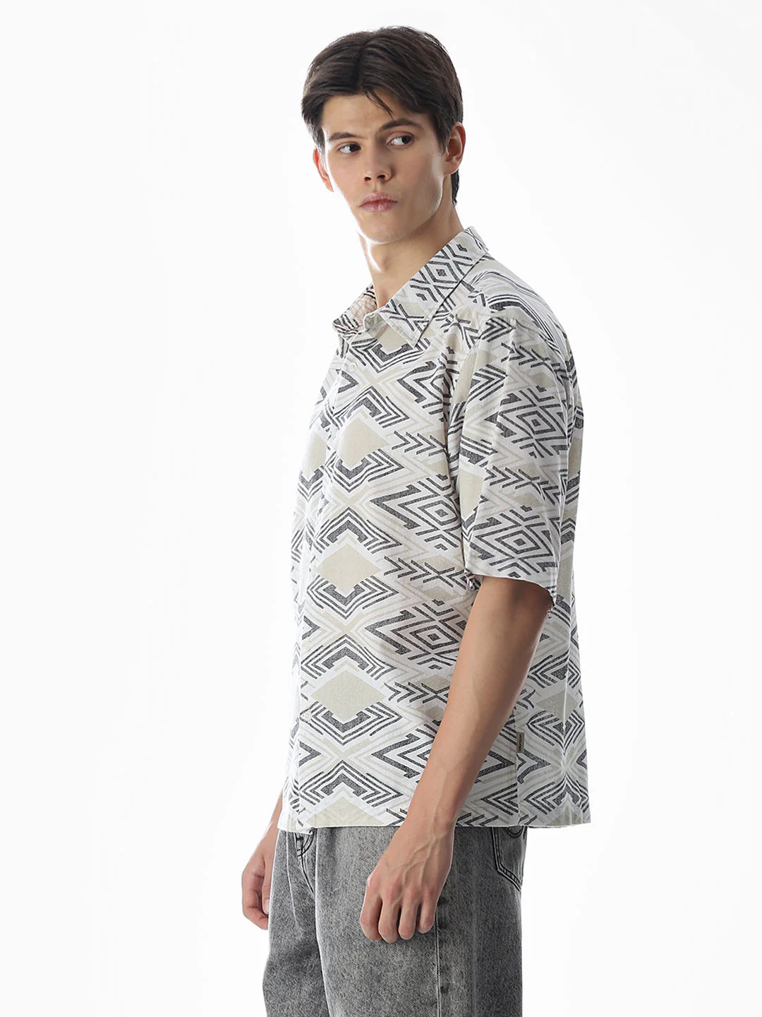 White Printed Cotton Shirt - Image 3