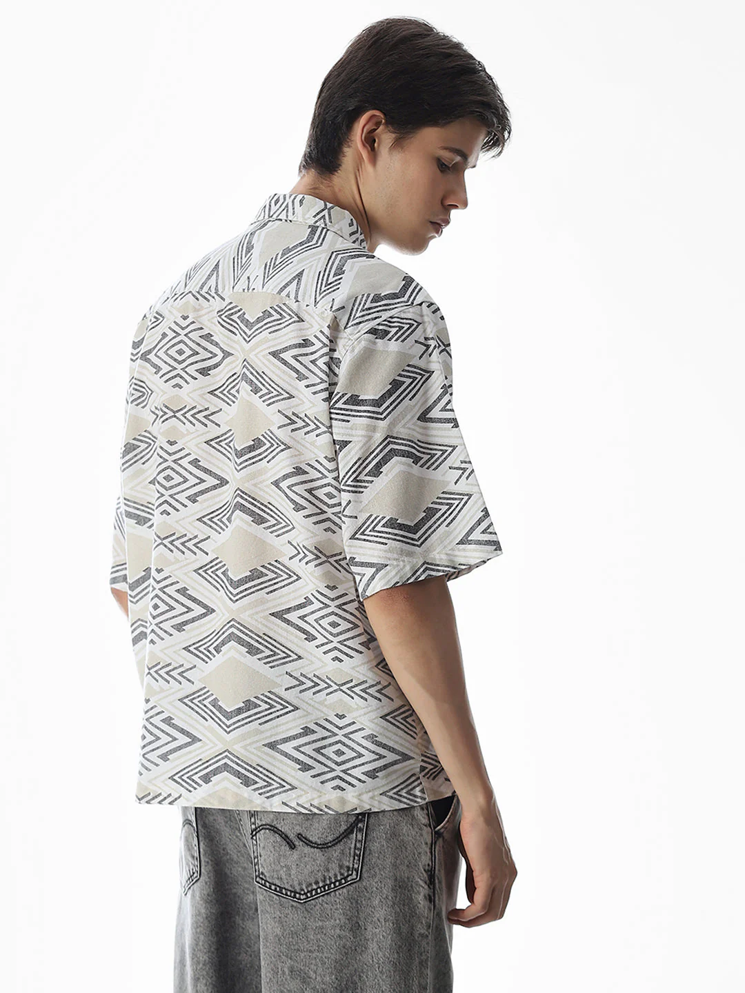 White Printed Cotton Shirt - Image 4
