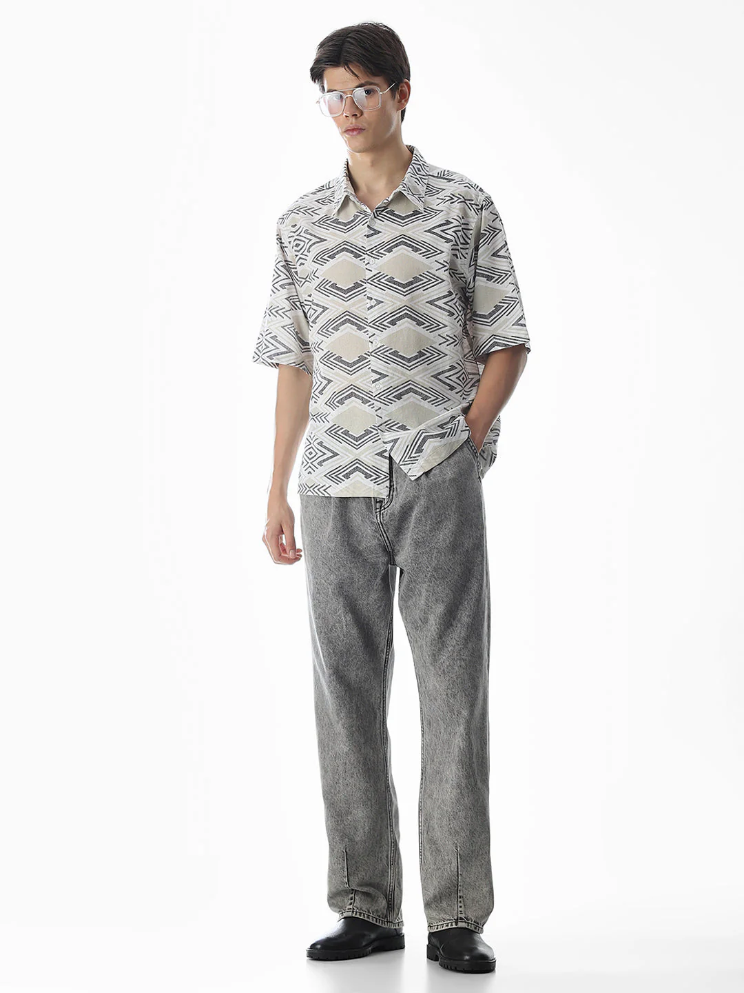 White Printed Cotton Shirt - Image 6