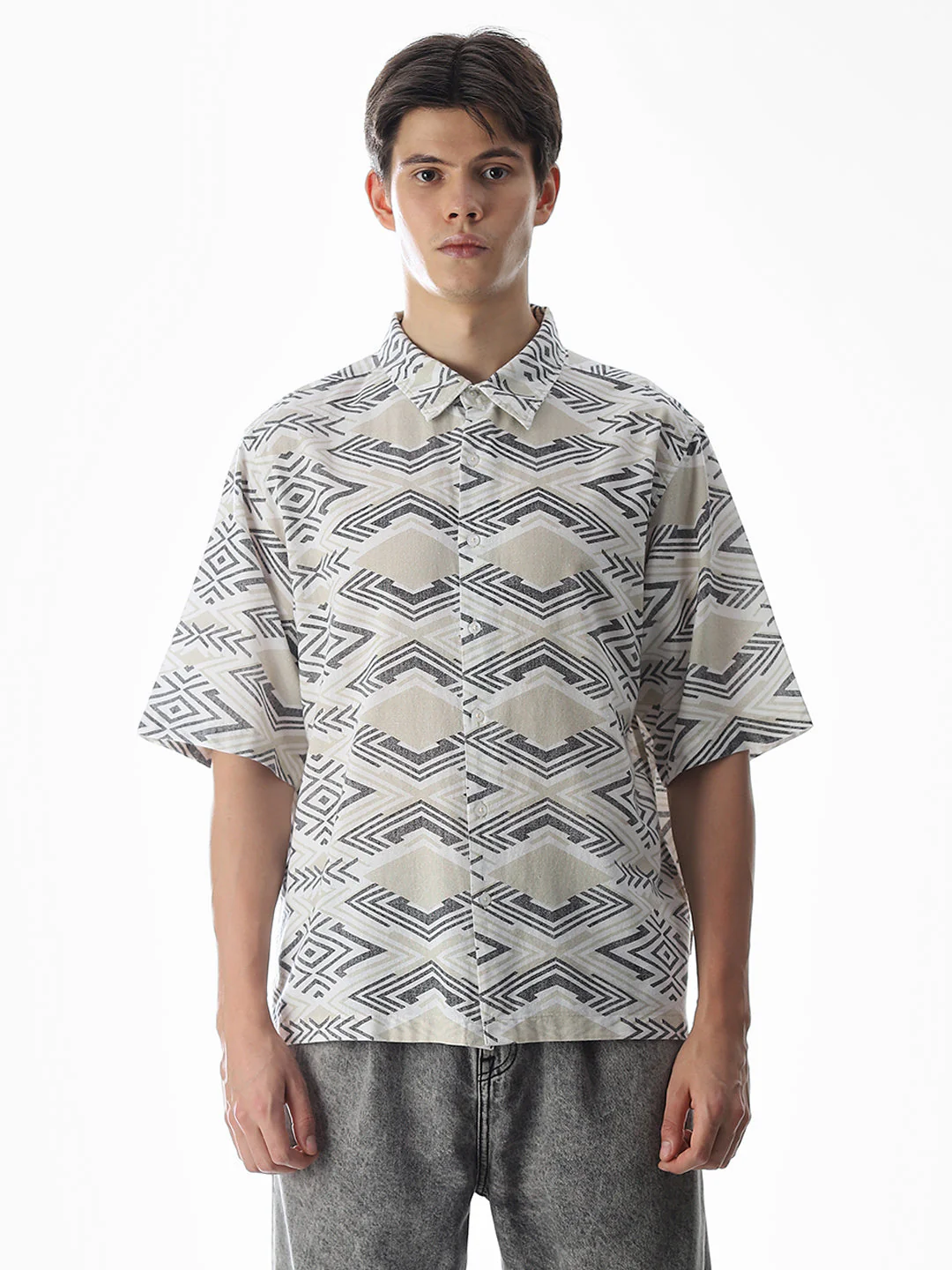 White Printed Cotton Shirt - Image 8