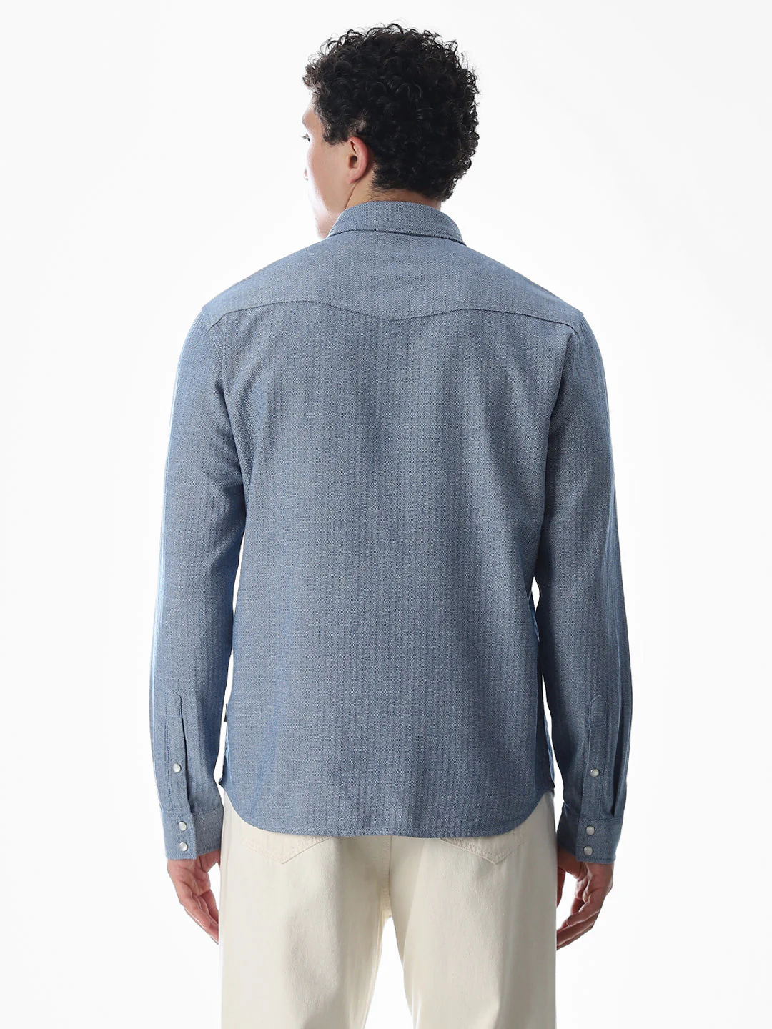 Blue Cotton Full Sleeves Shirt - Image 4