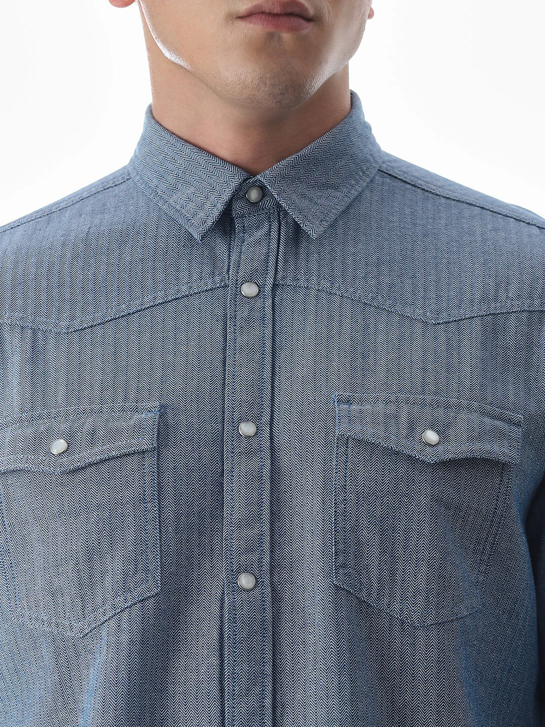 Blue Cotton Full Sleeves Shirt - Image 5