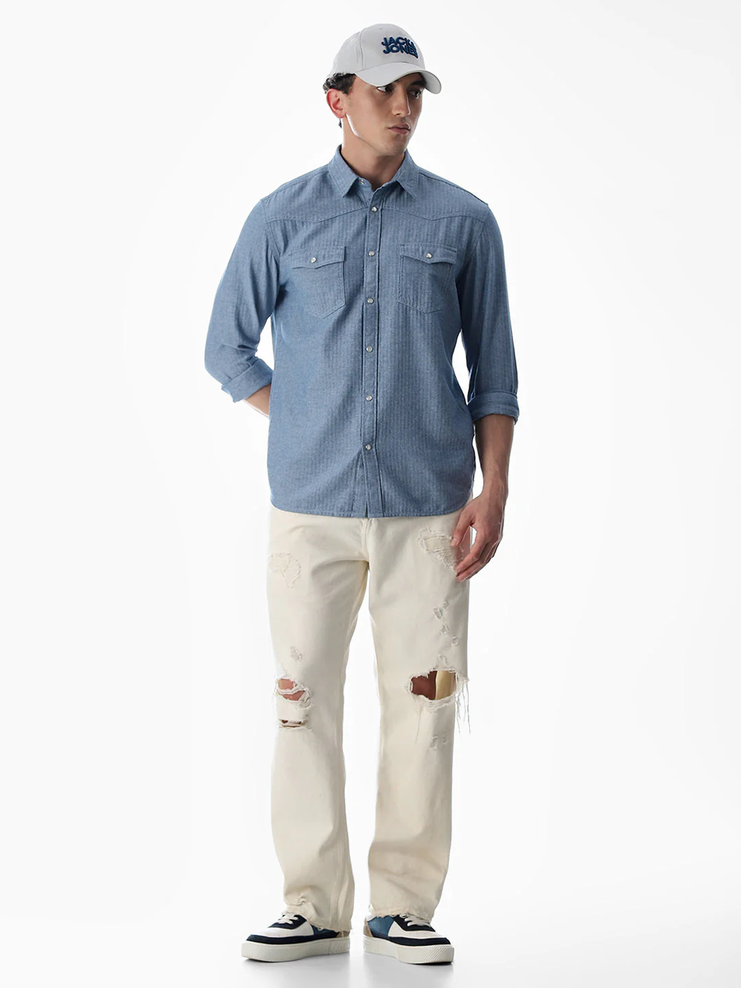 Blue Cotton Full Sleeves Shirt - Image 6