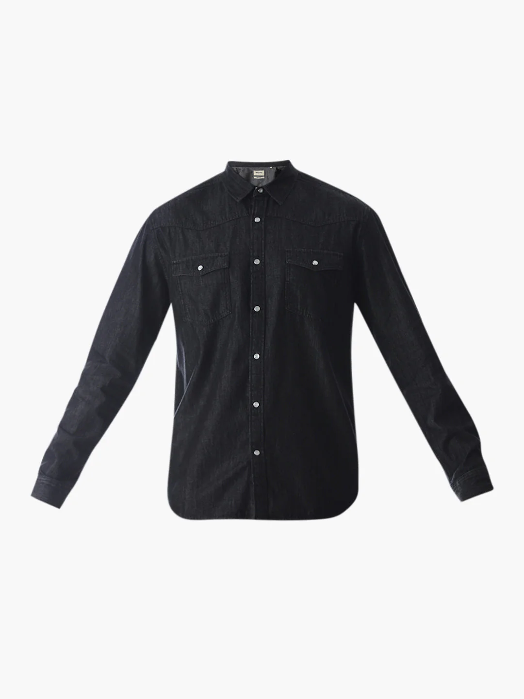 Black Cotton Denim Shirt - Image 7
