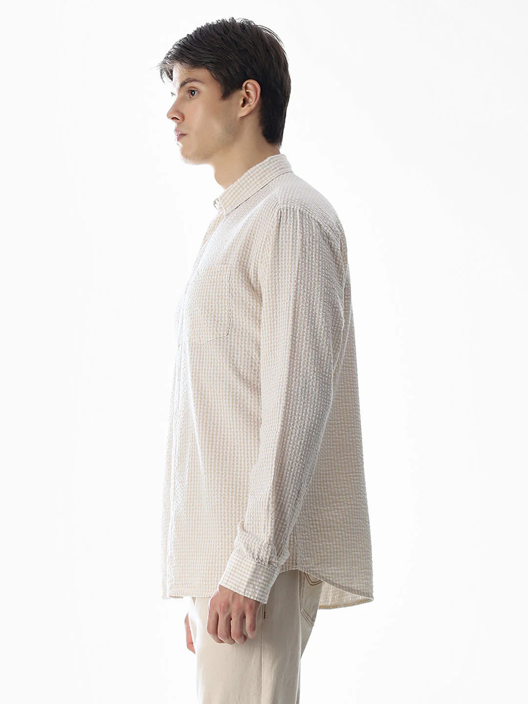Beige Printed Cotton Shirt - Image 3